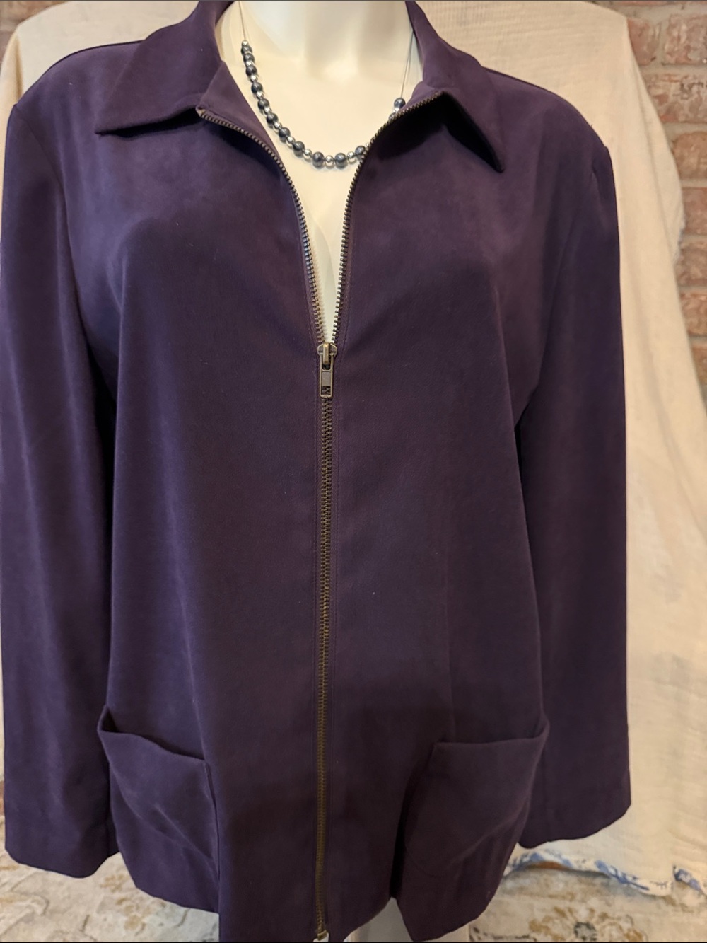 Harvé Benard Women’s Size 12 Purple Zip Front Jacket Bernard Holtzman Vintage